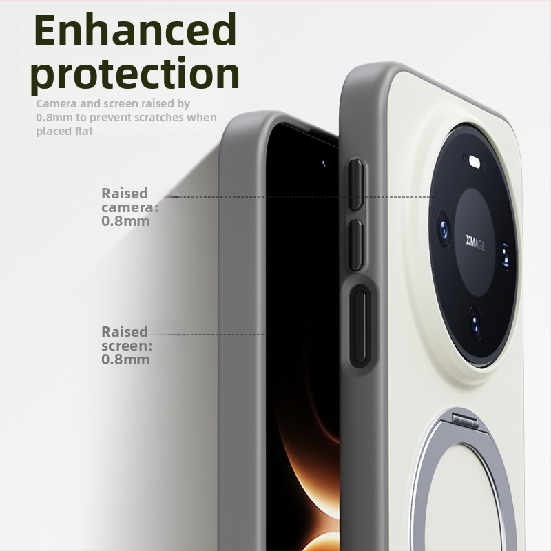 Obal Huawei Mate80 Pro s otočnou magnetickou podstavou — 2-v-1 mäkký okraj a pevný zadný panel z akrylu, matný povrch, anti otlačky prstov