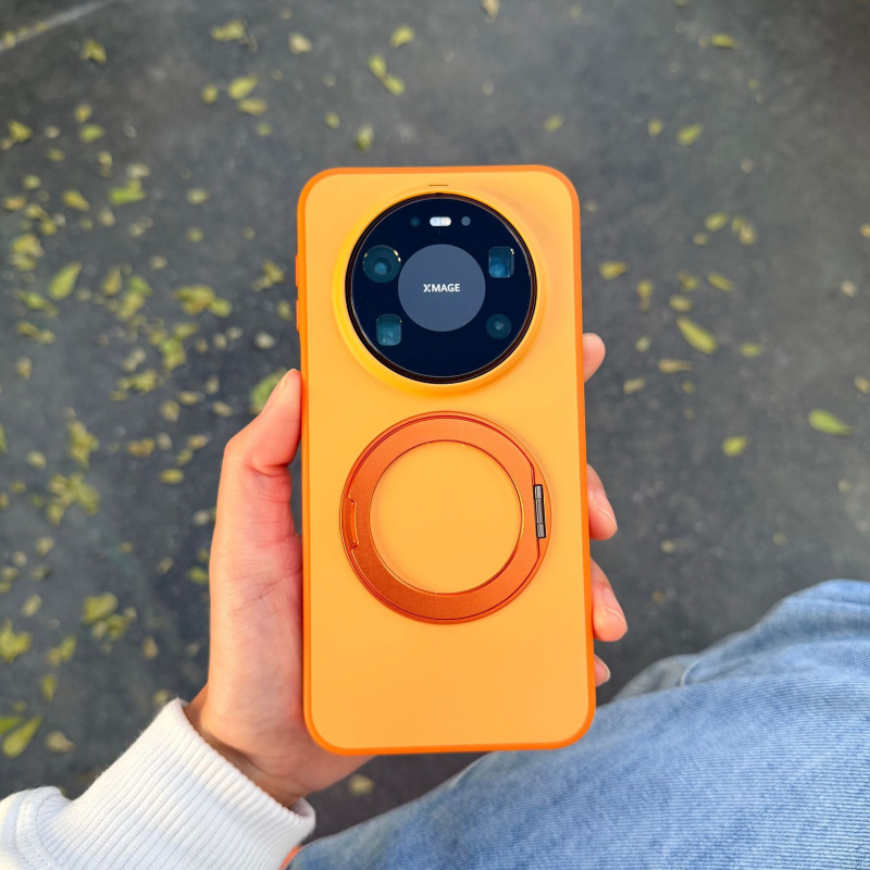 Husă Huawei Mate80 Pro cu suport rotativ magnetic — 2-în-1 margine moale și spate din acrilic, finisaj frosted, anti-amprentă