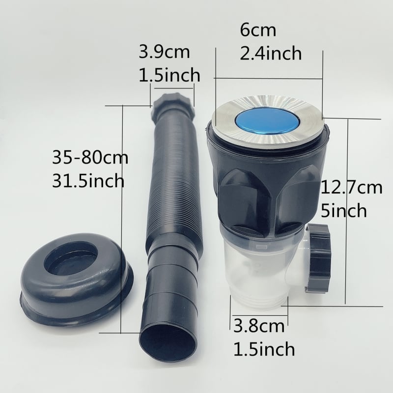 Flap-tip otvod za umivaonik, set, od nehrđajućeg čelika 304 + ABS, britski odvod, zidni montaža, prilagodljivo