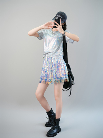 Csapat cheerleading jelmez a megnyitó ünnepségre – jazz előadás, poliészter-elasztán anyag, punk utcai stílus, nyár 2025