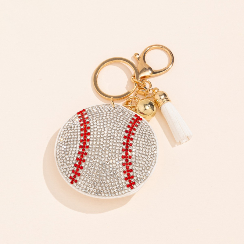 Baseball privjesak za ključeve sa štrasom i cinkovom legurom, svjež i jednostavan stil; suvenir putovanja za prijatelje, kolege i školske prijatelje