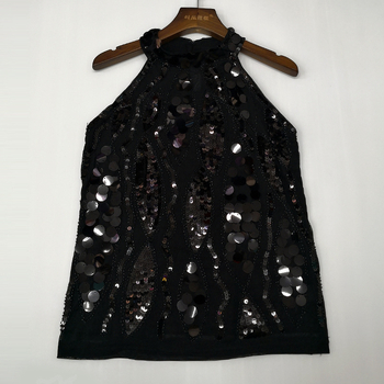 Top bez rukava s perlicama i šljokicama za žene (Brand: Fashion yanni; Materijal: poliester vlakno; Glavni materijal: poliester; Prigoda: scenska izvedba; Spol: Ženski)