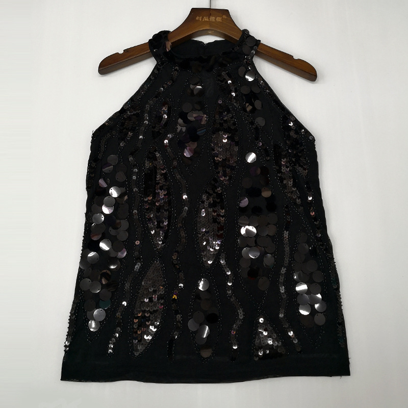 Top bez rukava s perlicama i šljokicama za žene (Brand: Fashion yanni; Materijal: poliester vlakno; Glavni materijal: poliester; Prigoda: scenska izvedba; Spol: Ženski)