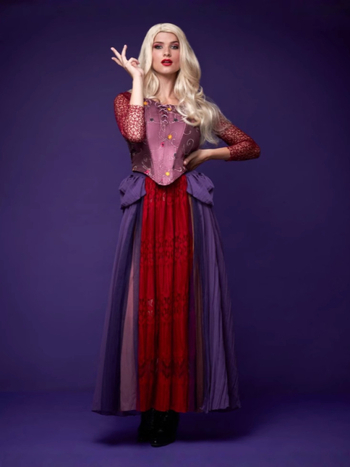 Halloween cosplay kostim za vješticu — srednjovjekovna dvorska princeza, duga haljina s čipkom za scenske nastupe, poliester tkanina, za žene 18–24 godina
