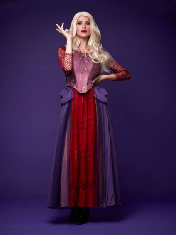 Halloween cosplay kostim za vješticu — srednjovjekovna dvorska princeza, duga haljina s čipkom za scenske nastupe, poliester tkanina, za žene 18–24 godina