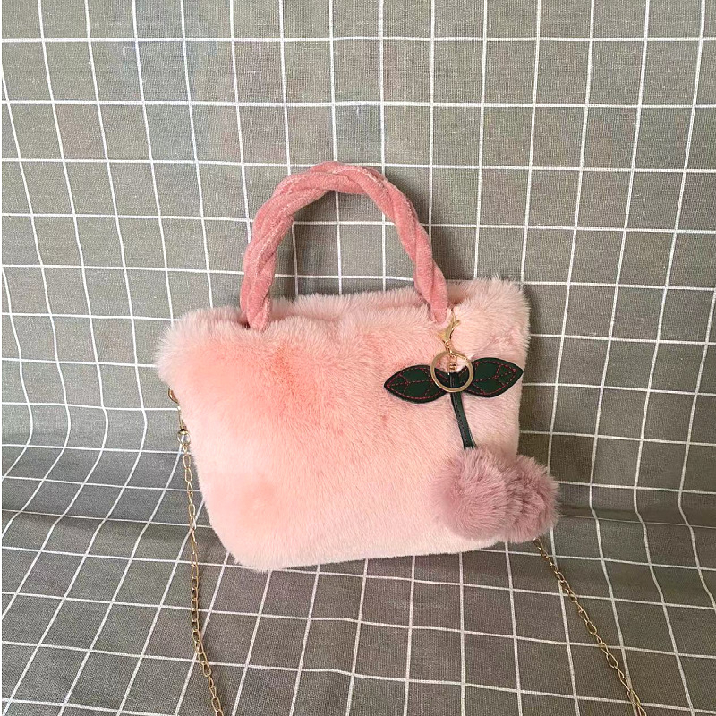 Pluš bucket torbica s imitacijom krznenog zeca, velika kapaciteta, crossbody remen, magnetsko zatvaranje, džep za mobitel, poliester podstava
