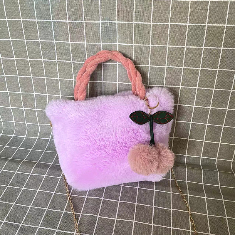 Pluš bucket torbica s imitacijom krznenog zeca, velika kapaciteta, crossbody remen, magnetsko zatvaranje, džep za mobitel, poliester podstava