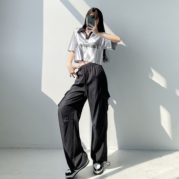 Női nyári két darabos sportos szett – retro casual street-hipster stílus, poliészter anyag pamutkeverékkel (50–70% pamut)