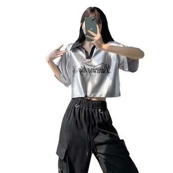 Női nyári két darabos sportos szett – retro casual street-hipster stílus, poliészter anyag pamutkeverékkel (50–70% pamut)