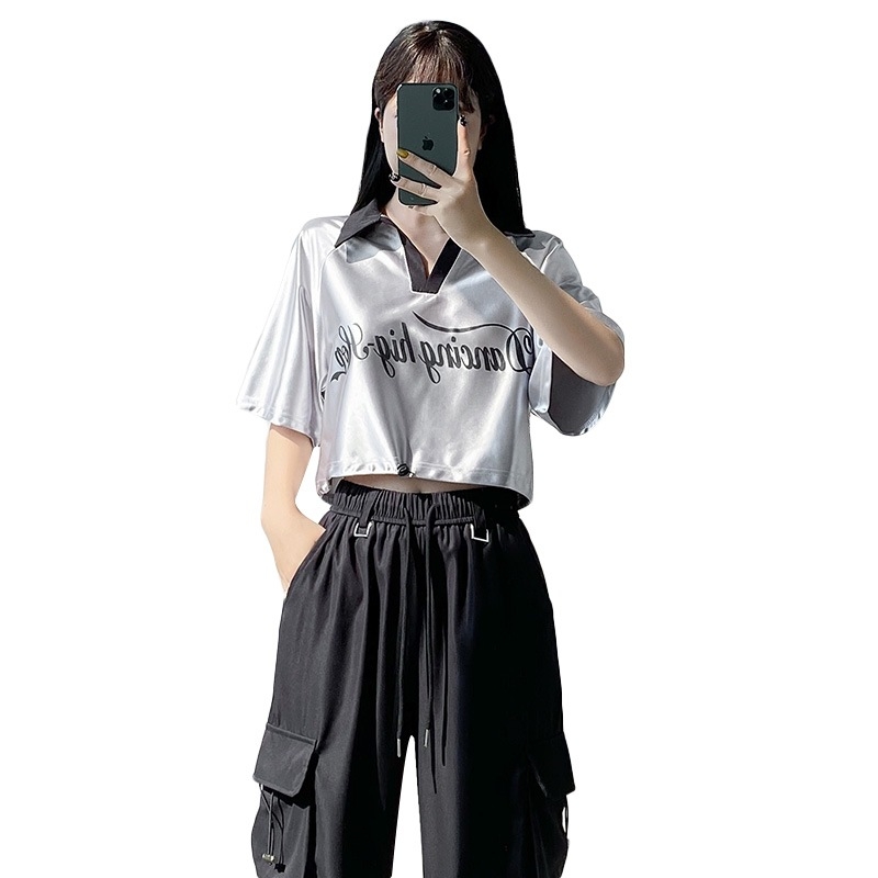 Női nyári két darabos sportos szett – retro casual street-hipster stílus, poliészter anyag pamutkeverékkel (50–70% pamut)