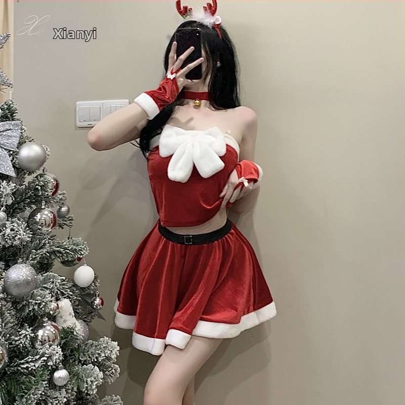 Cosplay haljina s Elk-themed božićnom za žene — kostim za igre i animacije, Corduroy tkanina, poliester i vinil vlakna, jesen 2022