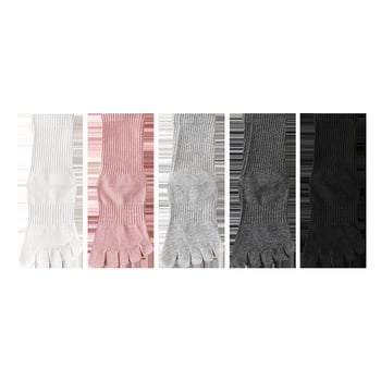 Női őszi jóga zokni – csúszásmentes, nedvszívó, ötujjas dizájn, fésült pamut, középmagas hossz