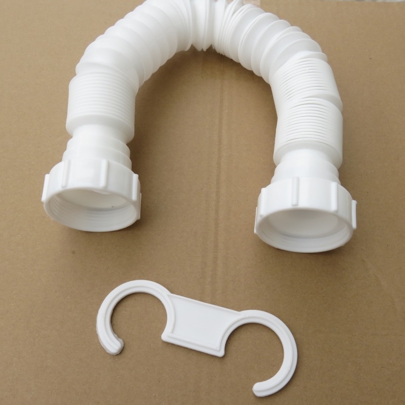 Teleskopska odvodna cijev za dvostruku sudoperu, plastična, moderan minimalistički stil