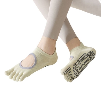 Női ötujjú jóga zokni szilikon tapadó résszel – pamut 80–90%, csúszásmentes, izzadságot felszívó, antibakteriális sport zokni