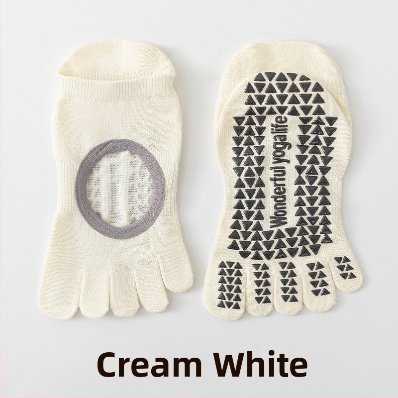 Női ötujjú jóga zokni szilikon tapadó résszel – pamut 80–90%, csúszásmentes, izzadságot felszívó, antibakteriális sport zokni