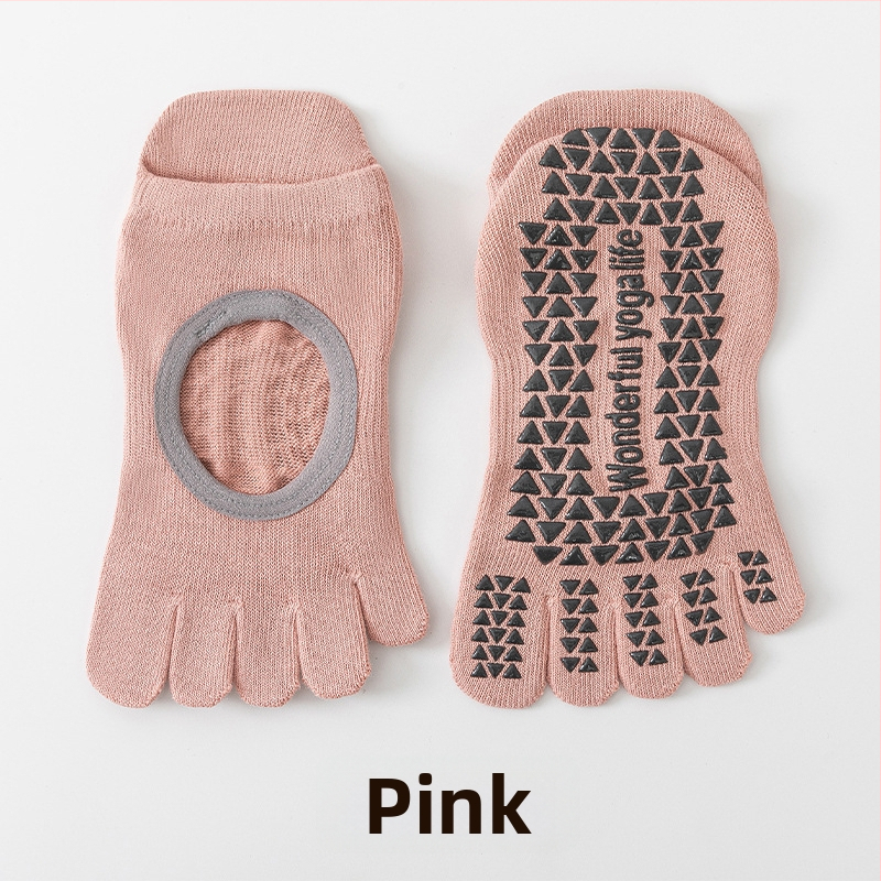 Női ötujjú jóga zokni szilikon tapadó résszel – pamut 80–90%, csúszásmentes, izzadságot felszívó, antibakteriális sport zokni