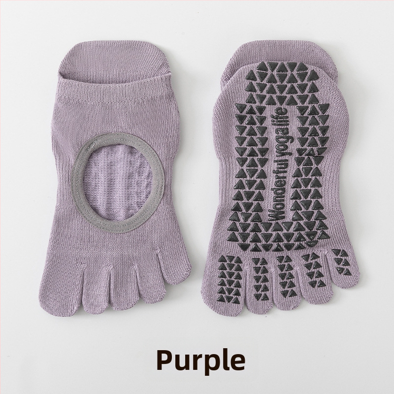 Női ötujjú jóga zokni szilikon tapadó résszel – pamut 80–90%, csúszásmentes, izzadságot felszívó, antibakteriális sport zokni