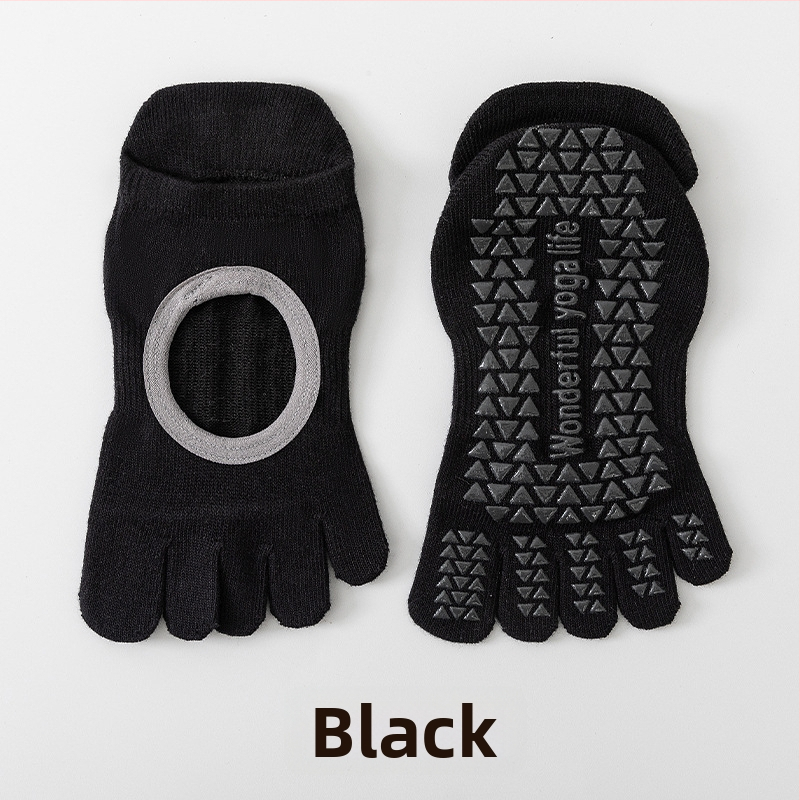 Női ötujjú jóga zokni szilikon tapadó résszel – pamut 80–90%, csúszásmentes, izzadságot felszívó, antibakteriális sport zokni