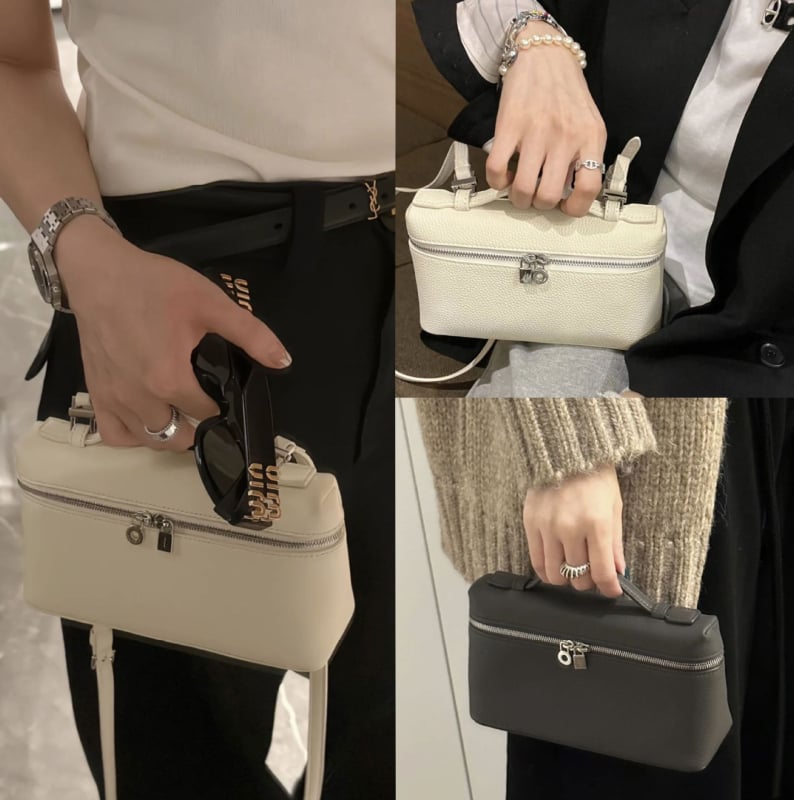 LP19 torbica za ručak — inspirirana Gigi, jednodijelna ramenska crossbody torba, koža prvog sloja teleća, horizontalni kvadratni oblik, zatvaranje na zip, jedna naramenica