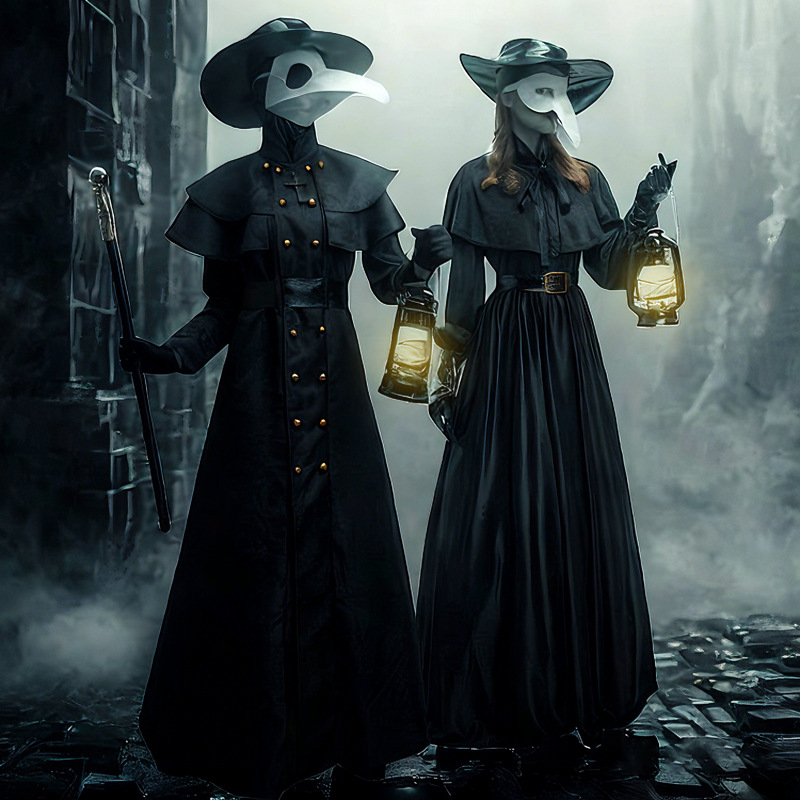 Yixiaoyi Unisex Srednjovjekovni Steampunk Kostim Doktoru Crne Kuge s Maskom Dugog Kljuna Ptice, Pamuk Mješavina (65% Poliester, 20% Vlakna koja sadrže hlora), Proljetće 2025