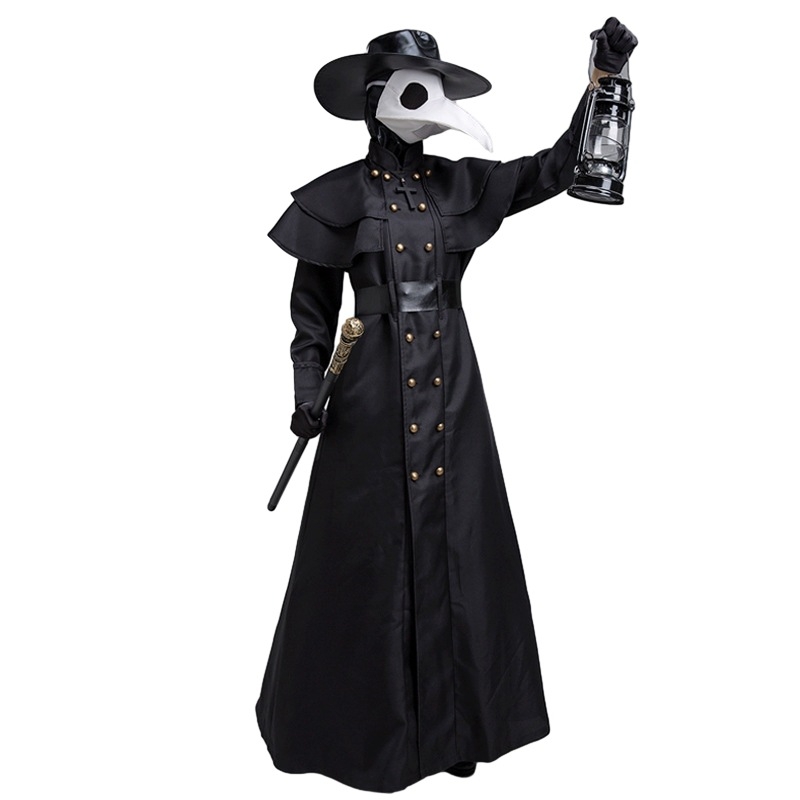 Yixiaoyi Unisex Srednjovjekovni Steampunk Kostim Doktoru Crne Kuge s Maskom Dugog Kljuna Ptice, Pamuk Mješavina (65% Poliester, 20% Vlakna koja sadrže hlora), Proljetće 2025