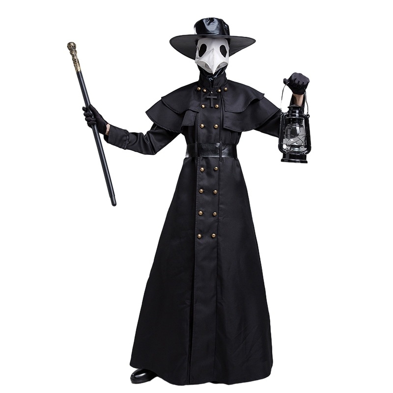 Yixiaoyi Unisex Srednjovjekovni Steampunk Kostim Doktoru Crne Kuge s Maskom Dugog Kljuna Ptice, Pamuk Mješavina (65% Poliester, 20% Vlakna koja sadrže hlora), Proljetće 2025