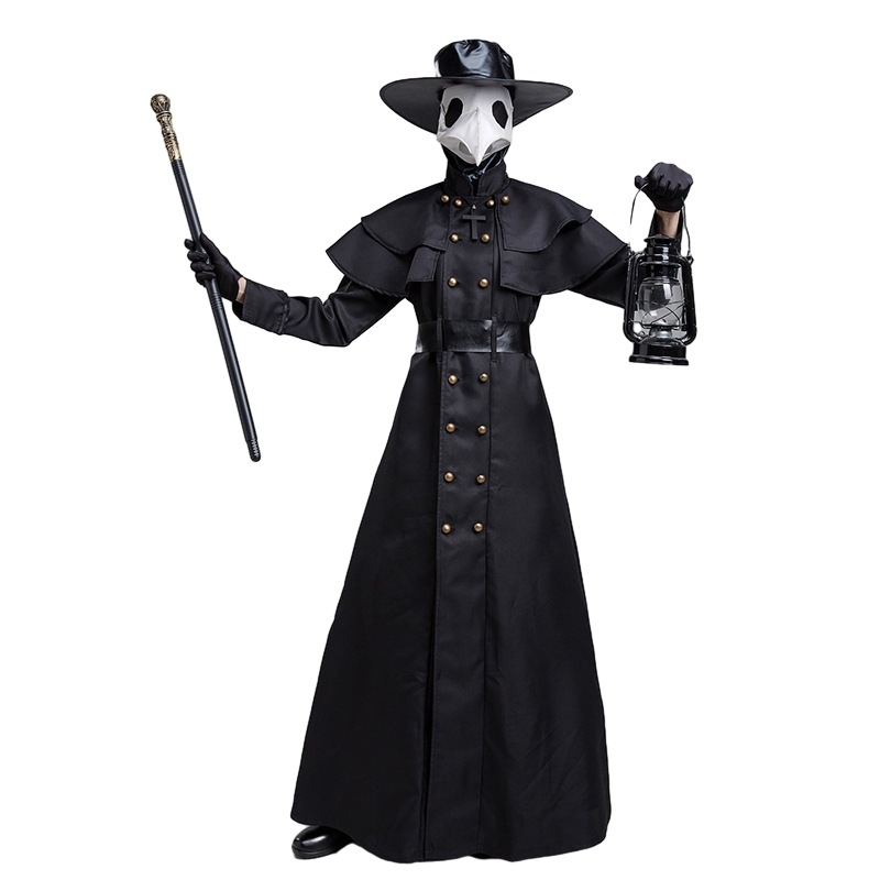 Yixiaoyi Unisex Srednjovjekovni Steampunk Kostim Doktoru Crne Kuge s Maskom Dugog Kljuna Ptice, Pamuk Mješavina (65% Poliester, 20% Vlakna koja sadrže hlora), Proljetće 2025