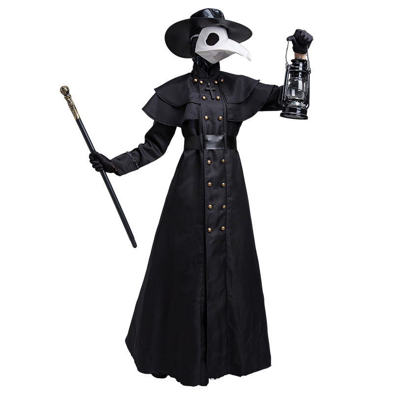 Yixiaoyi Unisex Srednjovjekovni Steampunk Kostim Doktoru Crne Kuge s Maskom Dugog Kljuna Ptice, Pamuk Mješavina (65% Poliester, 20% Vlakna koja sadrže hlora), Proljetće 2025