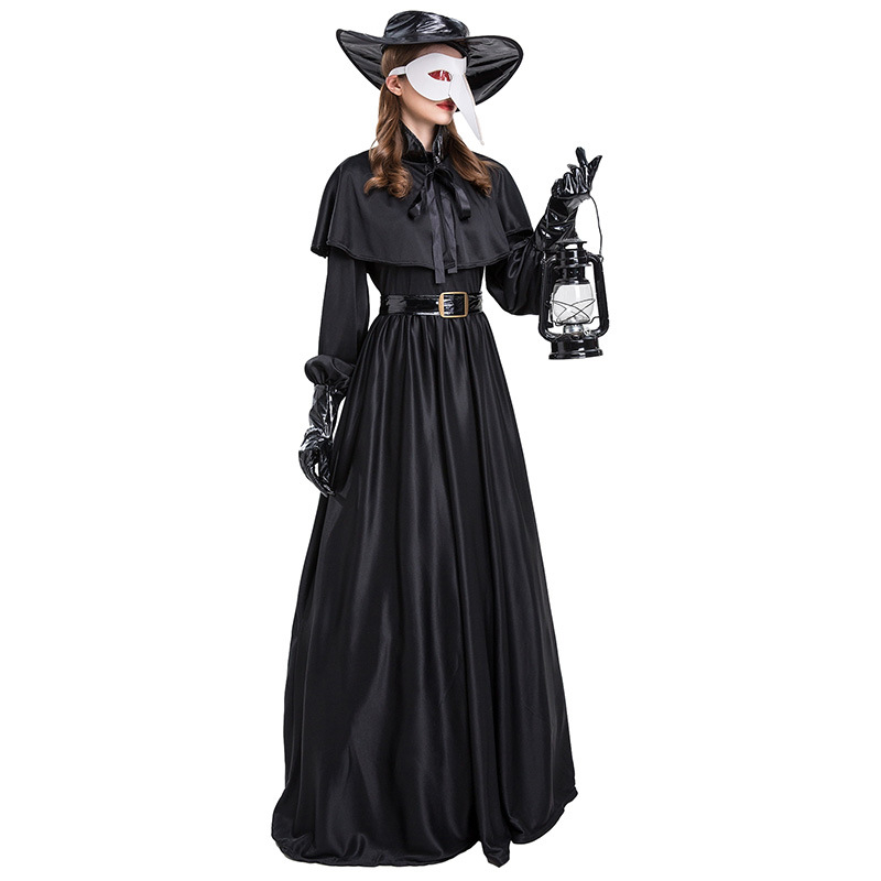 Yixiaoyi Unisex Srednjovjekovni Steampunk Kostim Doktoru Crne Kuge s Maskom Dugog Kljuna Ptice, Pamuk Mješavina (65% Poliester, 20% Vlakna koja sadrže hlora), Proljetće 2025