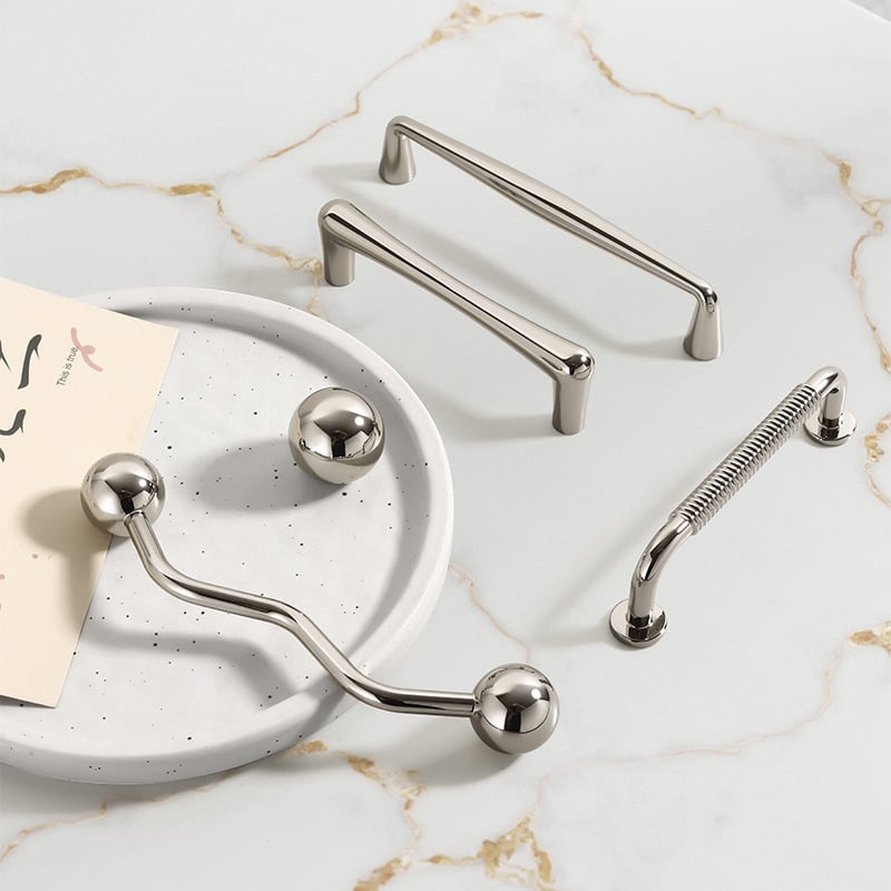 Mâner ușă garderob și dulap, aliaj de zinc, AB20001, finisaj electroplacat