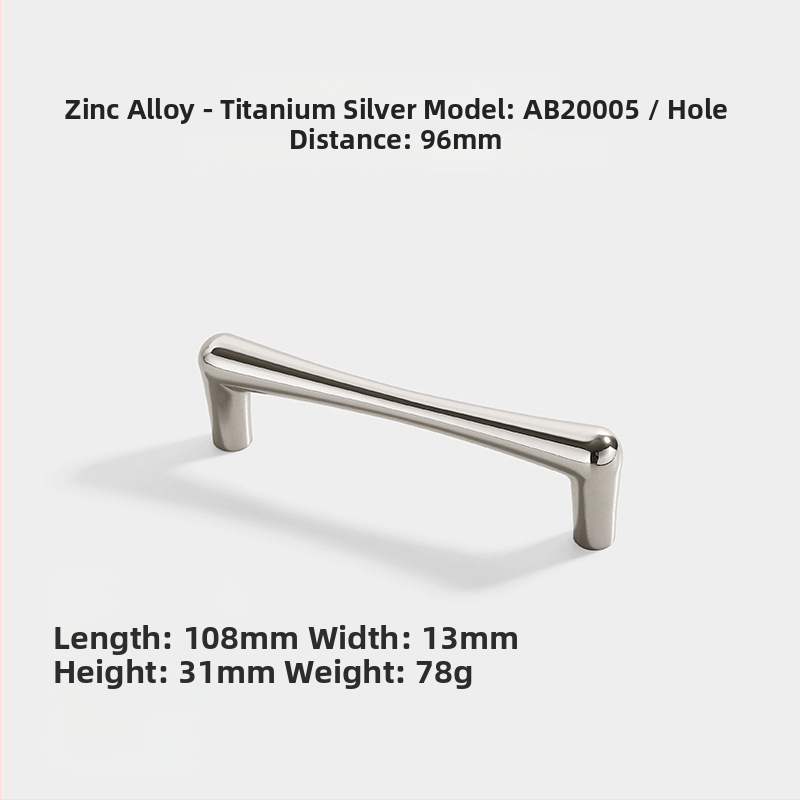 Mâner ușă garderob și dulap, aliaj de zinc, AB20001, finisaj electroplacat