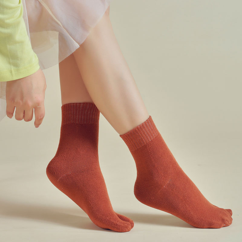 Pamukaste čarape s prstima, srednje duljine, unisex, za jesen-zimu, upijaju znoj, protiv trenja