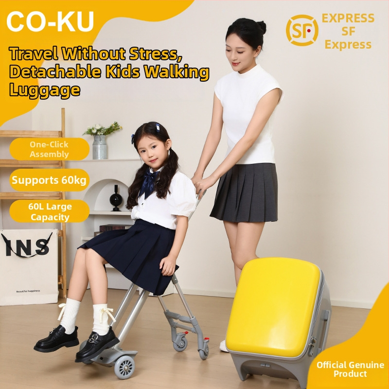 Detský cestovný kufor s funkciou sedenia, veľká kapacita, PC vonkajšok, 5,1 kg, TSA zámok, zapínanie na zips, univerzálne kolieska