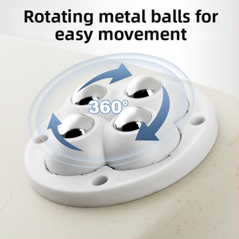 Bază cu roți universale pentru fundul cutiei de depozitare (4 role), bază autoadezivă, din plastic