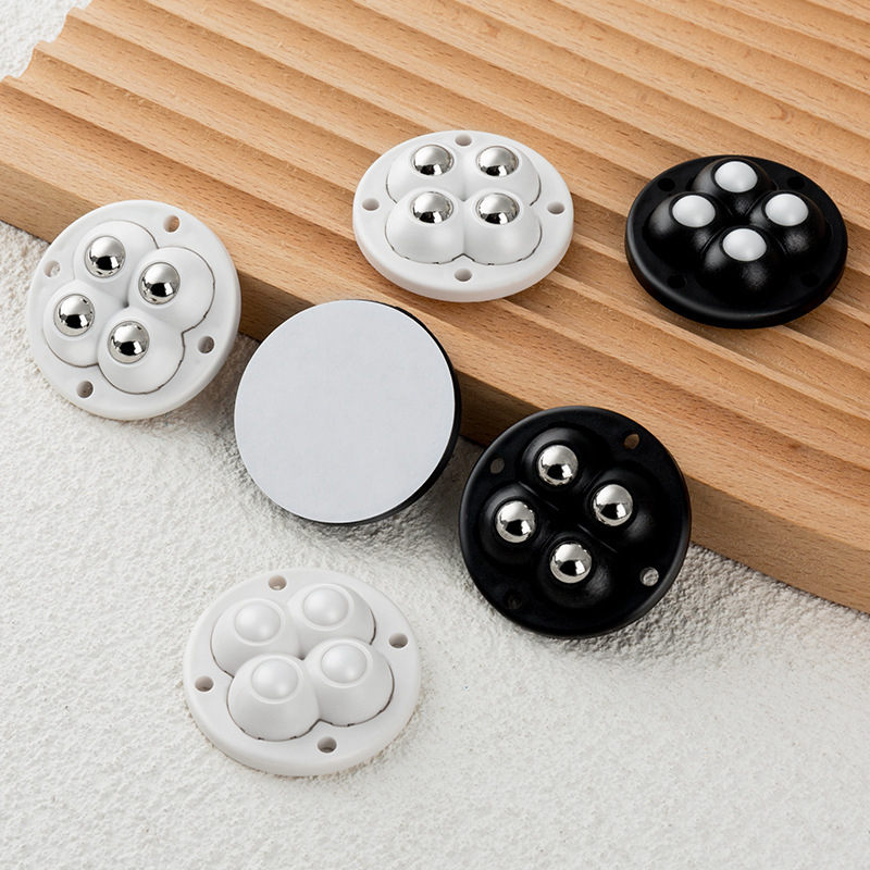 Bază cu roți universale pentru fundul cutiei de depozitare (4 role), bază autoadezivă, din plastic