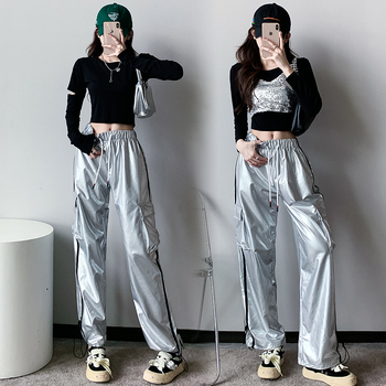 Női paillettes jazz tánc szett - rövid jelmez hip-hop utcai stílushoz, pamut 50–70% + másik anyag <30%, 2025 tavasz