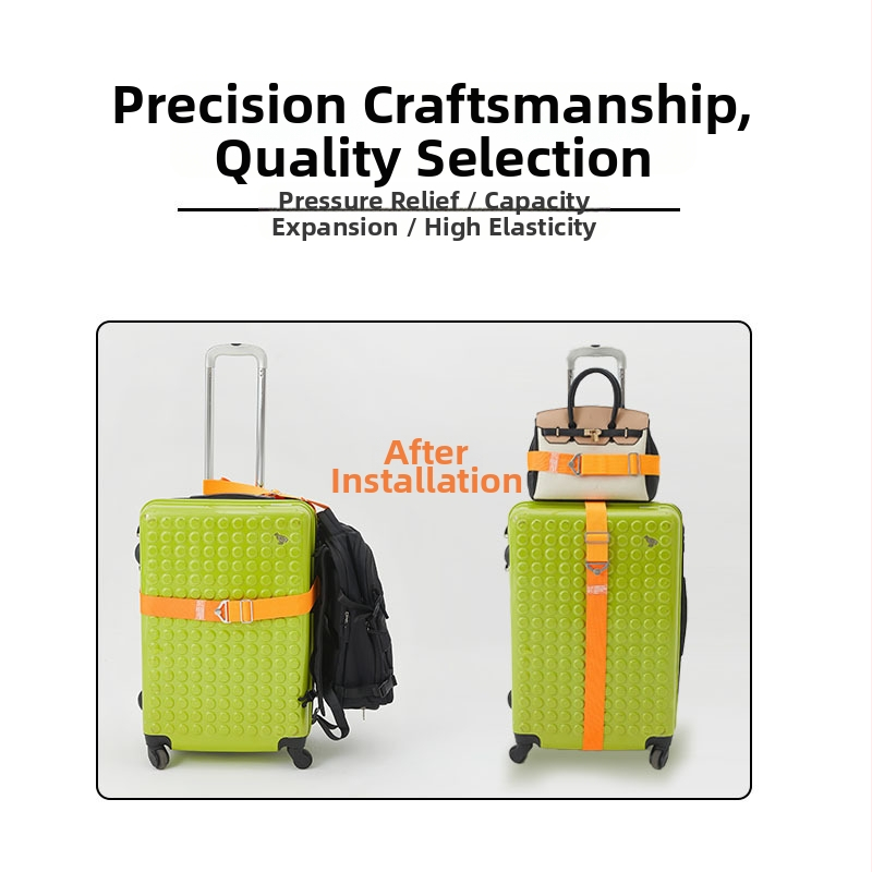 Каишка за багаж с метална триъгълна катарама, еластичен кръстосан ремък, полиестер, против кражба и разширяемост