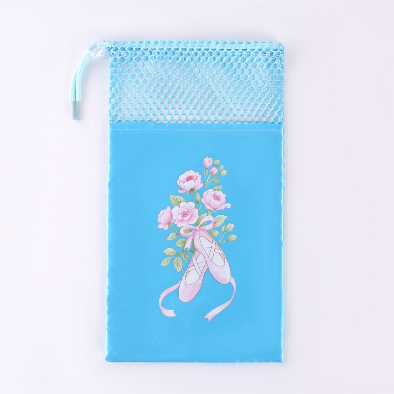 Geantă de balet pentru pantofi cu buzunare duble, plasă respirabilă, șnur din poliester