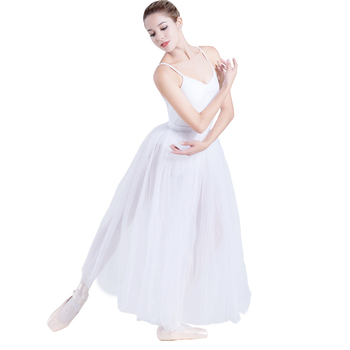 Duža baletna tutu suknja za žene — materijal: pamuk-nylon smjesa, podstava: Lycra, sadržaj podstava: poliester, jednofarbni uzorak