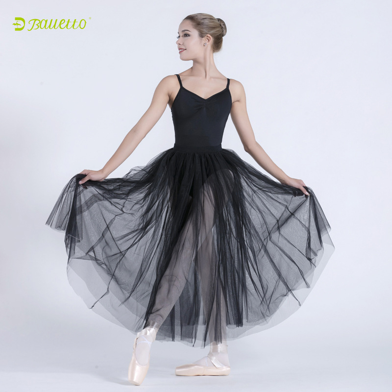 Duža baletna tutu suknja za žene — materijal: pamuk-nylon smjesa, podstava: Lycra, sadržaj podstava: poliester, jednofarbni uzorak