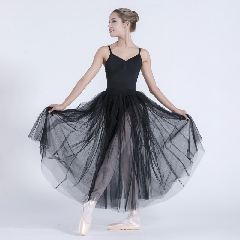 Duža baletna tutu suknja za žene — materijal: pamuk-nylon smjesa, podstava: Lycra, sadržaj podstava: poliester, jednofarbni uzorak