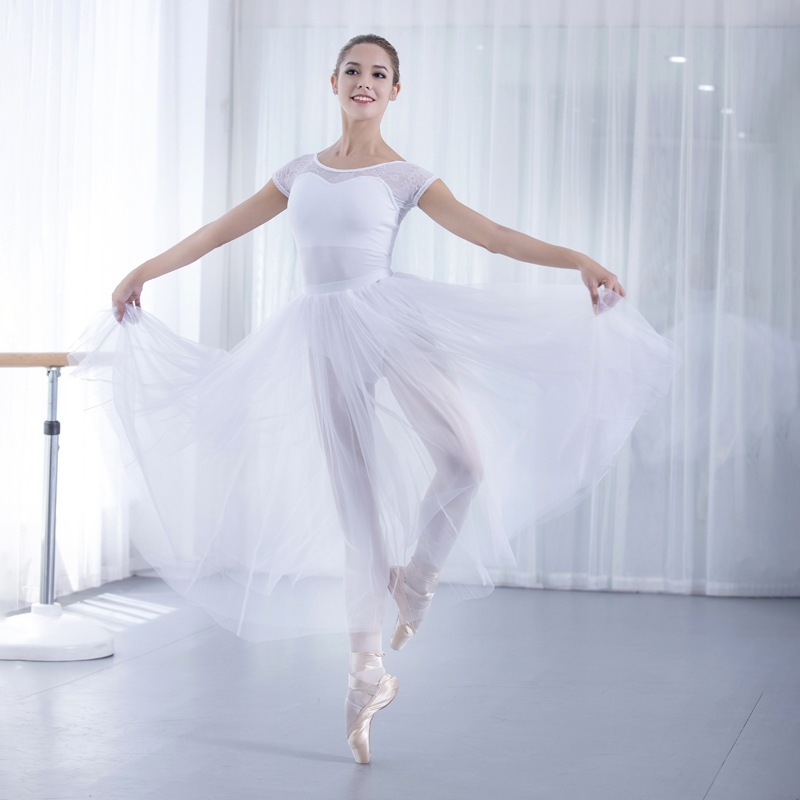 Duža baletna tutu suknja za žene — materijal: pamuk-nylon smjesa, podstava: Lycra, sadržaj podstava: poliester, jednofarbni uzorak