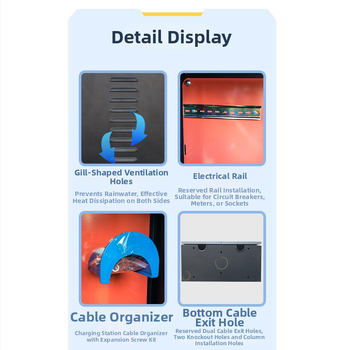 Шкаф за защита на EV зарядно за вътрешен/външен монтаж на колона – 3 вериги, 3 реда превключватели, корпус от студено валцувана стомана, ниво на защита 43, номинален ток 21 A