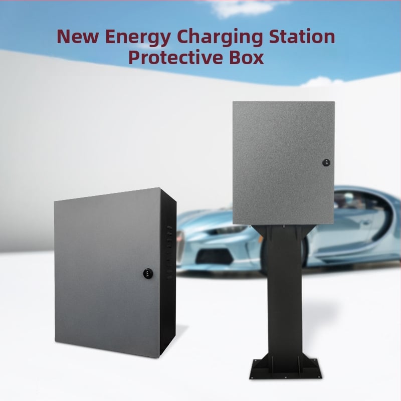 Шкаф за защита на EV зарядно за вътрешен/външен монтаж на колона – 3 вериги, 3 реда превключватели, корпус от студено валцувана стомана, ниво на защита 43, номинален ток 21 A