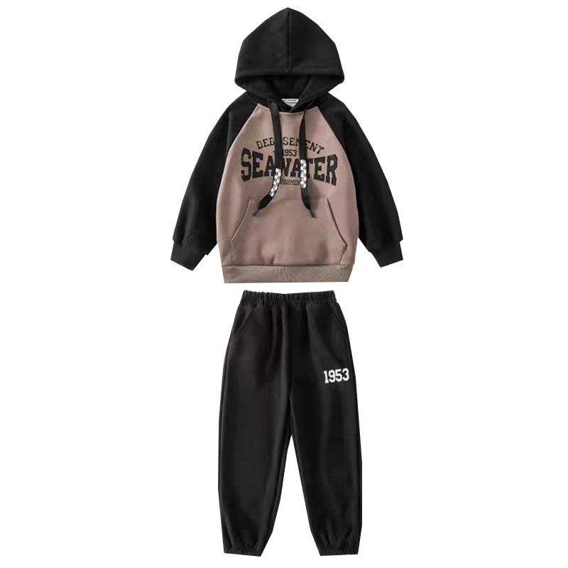 Két részes gyerekruha kapucnis pulóverrel, hosszú ujjú, Milk Silk poliészter 95.5%, koreai stílus, téli, tavaszi és őszi szezonokra