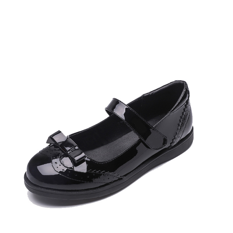 Pantofi pentru fete din piele naturală cu Velcro, partea superioară din piele de înaltă calitate, căptușeală din microfibră, branț din piele de porc din al doilea strat, talpă din cauciuc