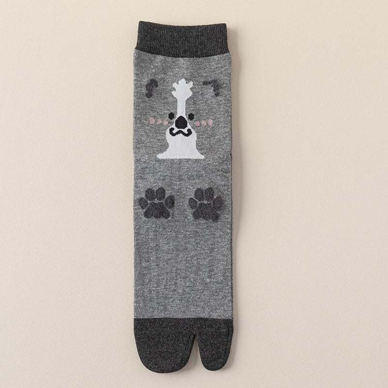 Șosete pentru femei cu degete separate, lungime medie, model cartoon, amestec din bumbac-poliester-nylon, respirabile