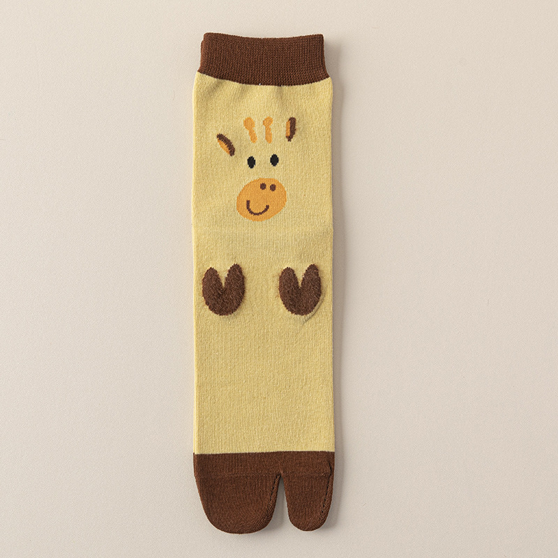 Șosete pentru femei cu degete separate, lungime medie, model cartoon, amestec din bumbac-poliester-nylon, respirabile