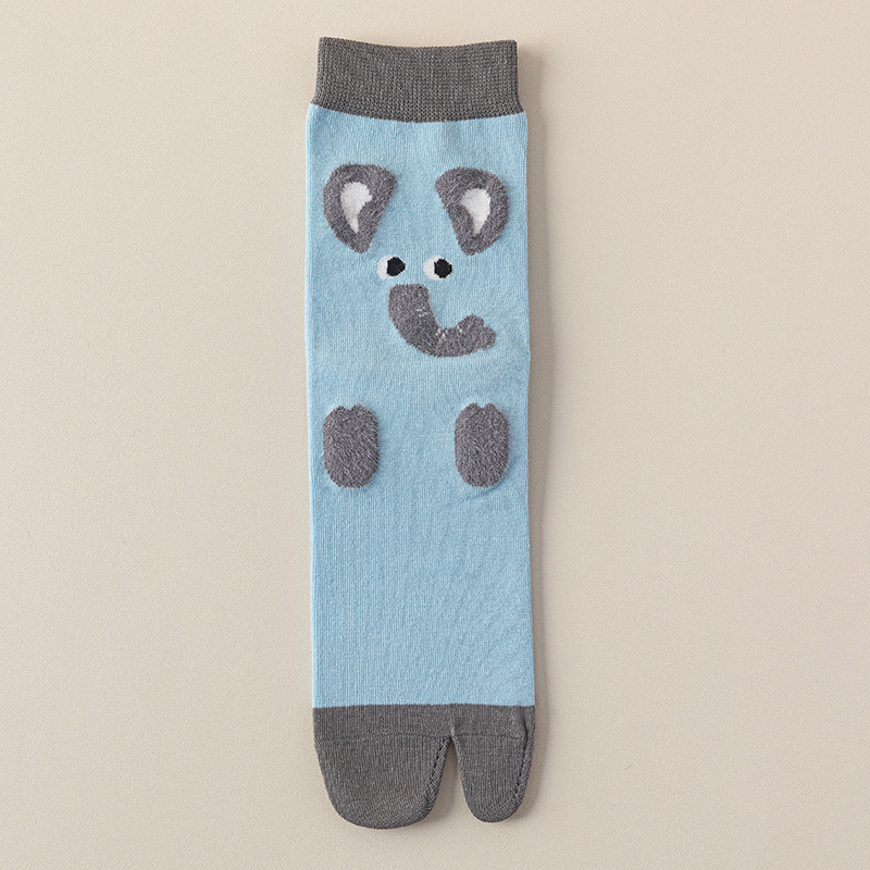 Șosete pentru femei cu degete separate, lungime medie, model cartoon, amestec din bumbac-poliester-nylon, respirabile