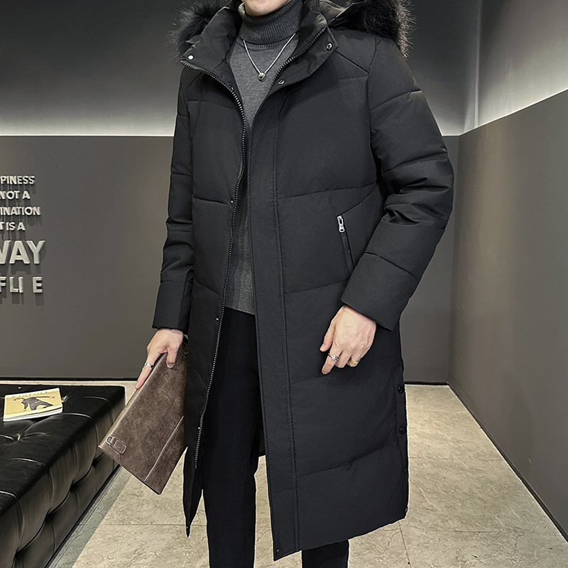 Ανδρικό μπουφάν με κουκούλα, γούνινος γιακάς, γέμισμα από λευκά πούπουλα χήνας, πλήρωση 550, πλένεται στο πλυντήριο
